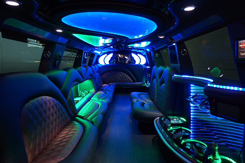 Limo bus leather seating